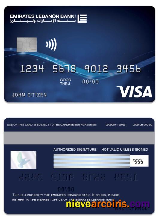 Lebanon Emirates Lebanon Bank visa classic charge card